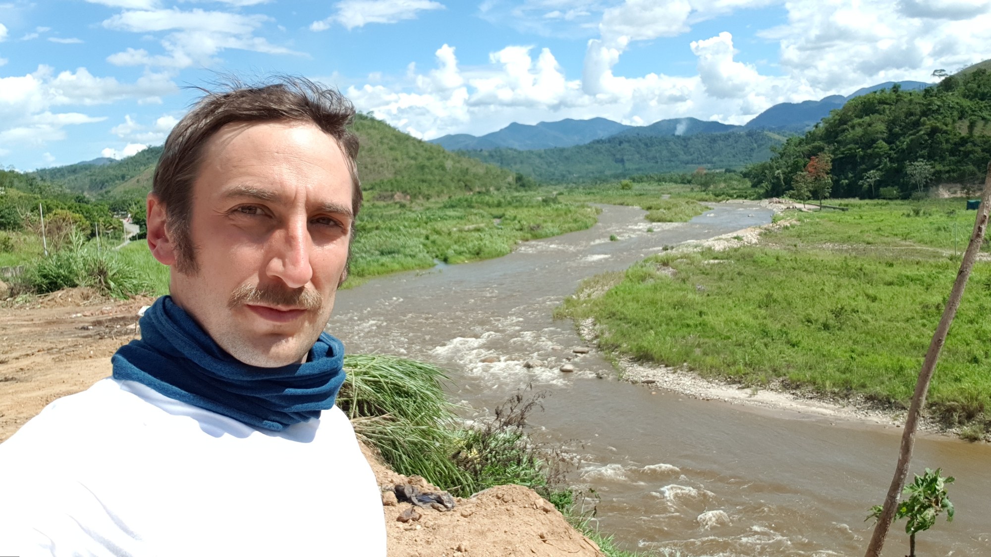 Walter Schmuck at a river in the Peruvian Andes